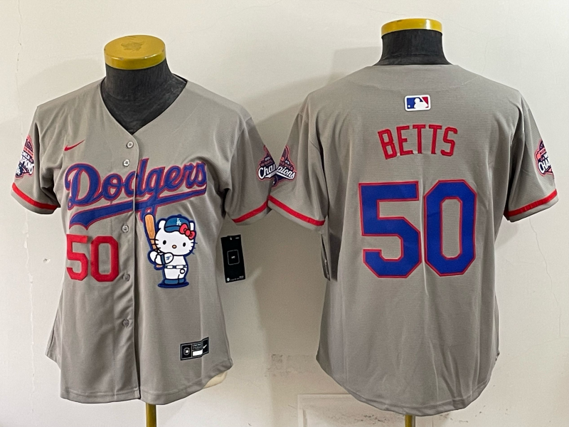 women Los Angeles Dodgers #50 Betts grey Game 2026 Nike MLB Jersey 0631001